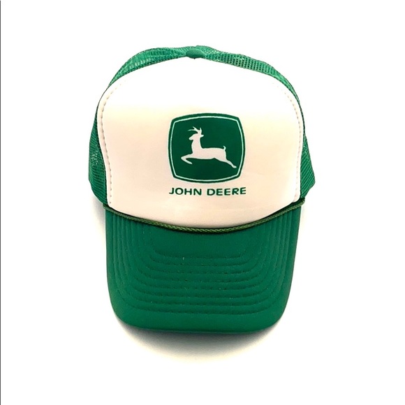 John Deere Other - John Deere White Foam Green Mesh Snapback Trucker